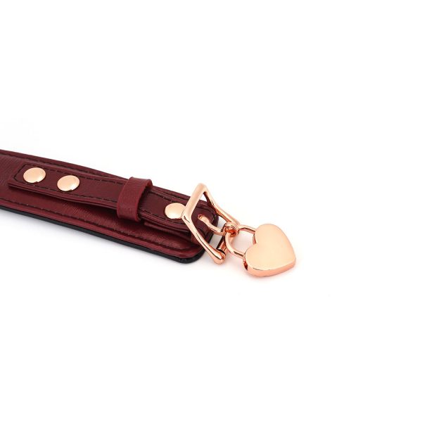 Шкіряний нашийник з повідцем Liebe Seele Wine Curved Collar, замок-сердечко