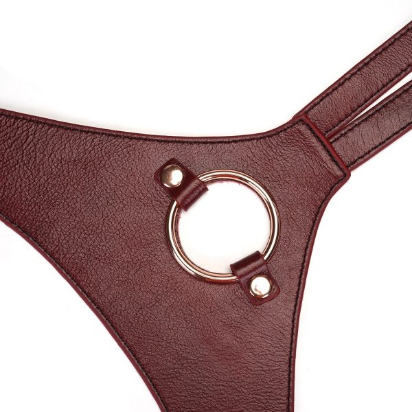Шкіряні трусики для страпона Liebe Seele Wine Strap on Harness, універсальний розмір