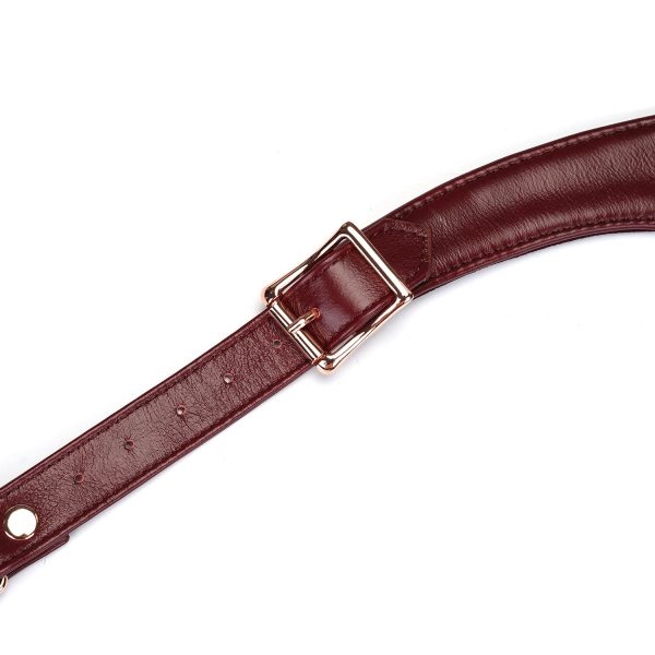 Кожаные трусики для вибратора Liebe Seele Wine Forced Orgasm Strop, полностью регулируемые