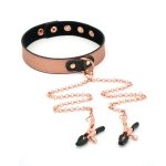 Нашийник із затискачами для сосків Liebe Seele Memory Collar with Nipple Clamps, шкіра