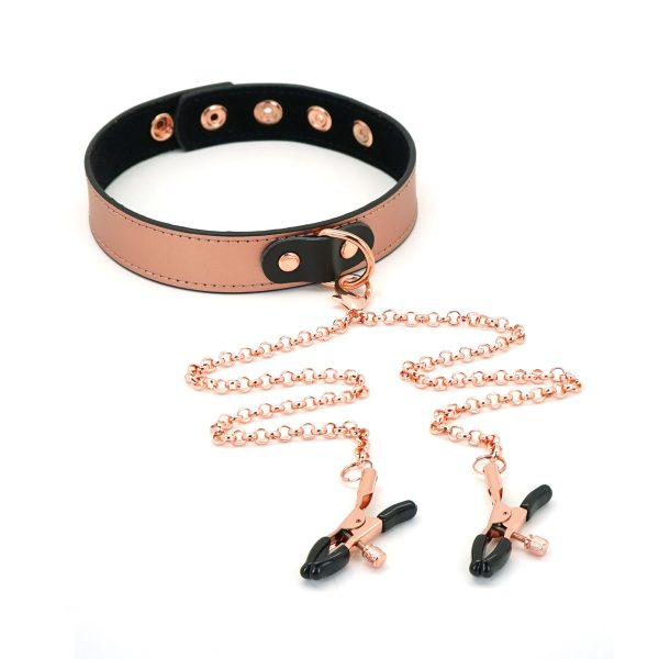 Нашийник із затискачами для сосків Liebe Seele Memory Collar with Nipple Clamps, шкіра