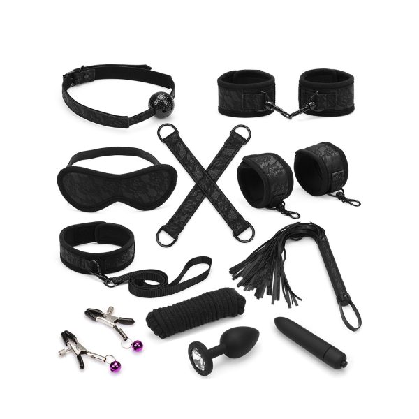 Набор Liebe Seele Lace and Neoprene 11pcs Bondage Kit, анальная пробка с кристаллом, вибропуля