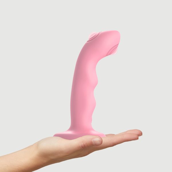 Насадка для страпона с двойной точечной пульсацией Strap-On-Me TAPPING DILDO WAVE – CORAL М