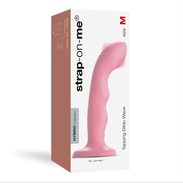 Насадка для страпона с двойной точечной пульсацией Strap-On-Me TAPPING DILDO WAVE – CORAL М