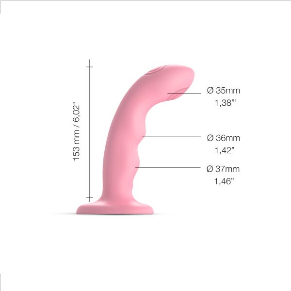Насадка для страпона с двойной точечной пульсацией Strap-On-Me TAPPING DILDO WAVE – CORAL М