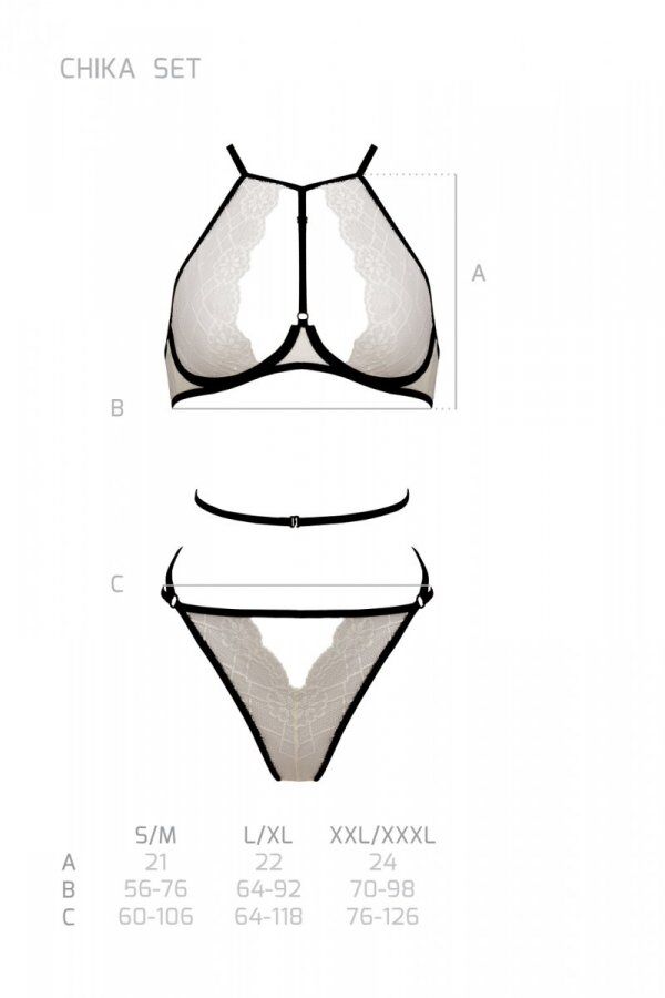 Комплект білизни Passion CHIKA SET, XXL cream, топ, трусики