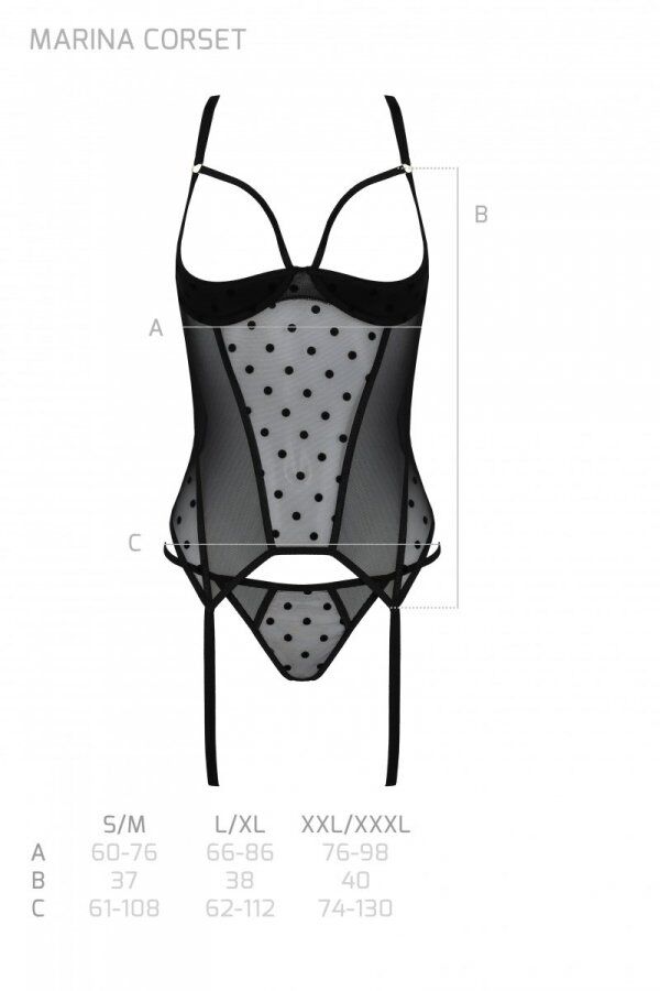 Корсет Passion MARINA CORSET, XXL з відкритими чашками