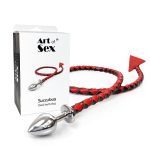 Металлическая анальная пробка с дьявольским хвостом Art of Sex - Succubus, экокожа