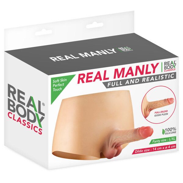 Силіконові трусики з фалоімітатором Real Body Real Manly, суцільна конструкція