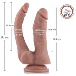 Двойной фаллоимитатор для секс-машин Hismith Double Penetrator 9.8″, KlicLok и присоска