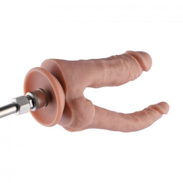 Двойной фаллоимитатор для секс-машин Hismith Double Penetrator 9.8″, KlicLok и присоска
