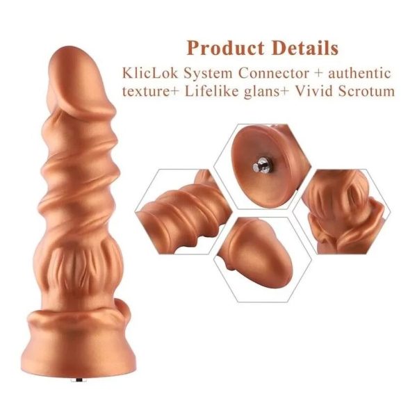 Фаллоимитатор для секс-машин Hismith Spiral Grain Silicone Dildo Monster Series, спиральный рельеф