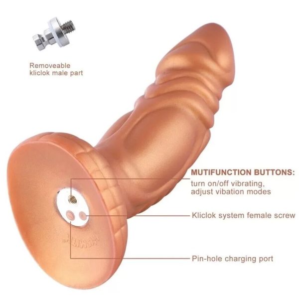 Фаллоимитатор с вибрацией Hismith Slightly Curved Vibrating Silicone Dildo Monster Series, KlicLok