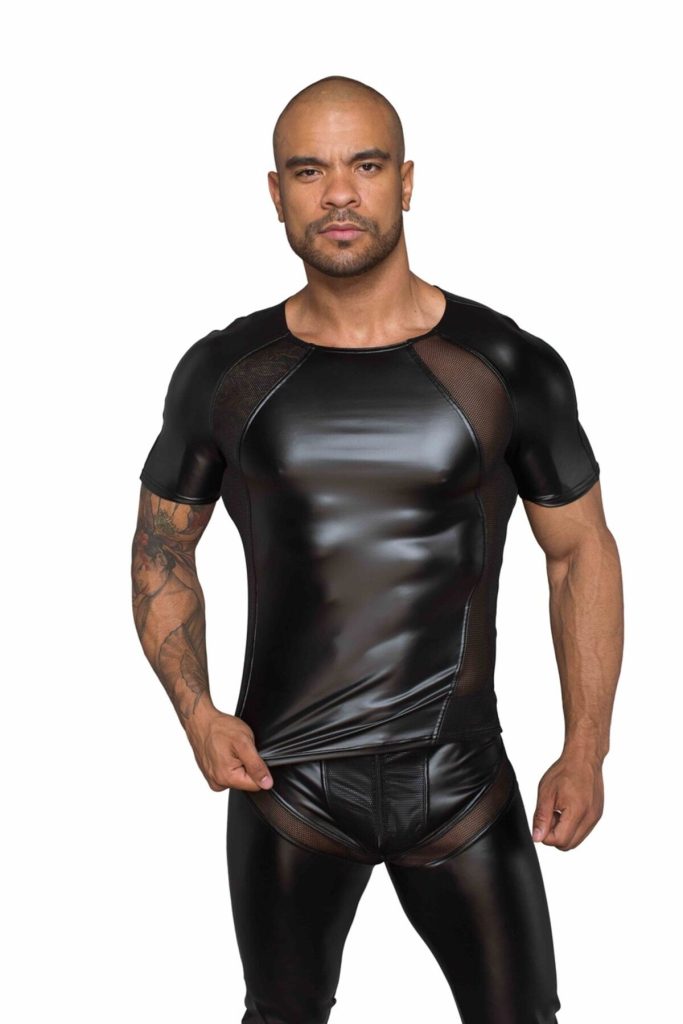 Футболка с мокрым эффектом Noir Handmade H056 Men's T-shirt made of powerwetlook