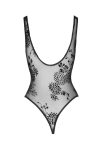 Боді Noir Handmade F242 Tulle body with patterned flock embroidery