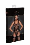 Боді Noir Handmade F242 Tulle body with patterned flock embroidery