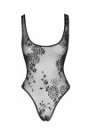 Боді Noir Handmade F242 Tulle body with patterned flock embroidery