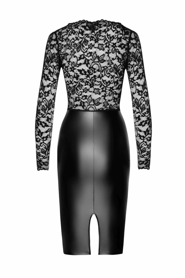 Сукня Noir Handmade F295 Euphoria, , мереживо, глибоке декольте, спідниця міді під латекс