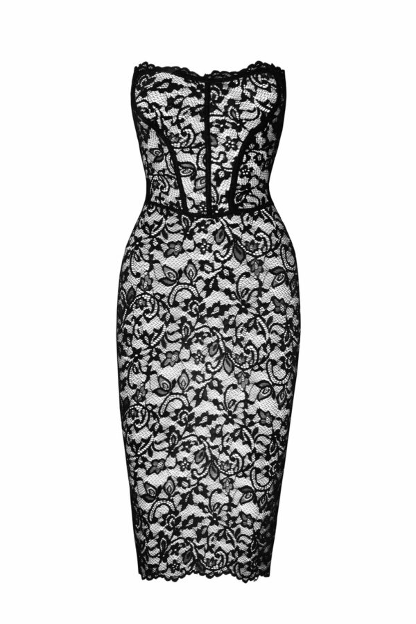 Сукня Noir Handmade F301 Catalyst, , міді, мереживо, відкриті плечі, шнурівка на спині