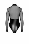 Боді Noir Handmade F321 Edge, низ під латекс, верх сітка, блискавка на все тіло, декор кільця