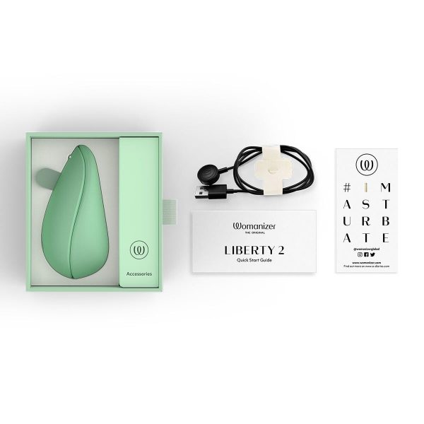 Вакуумный клиторальный стимулятор Womanizer Liberty 2 Sage, 8 режимов, магнитная крышечка