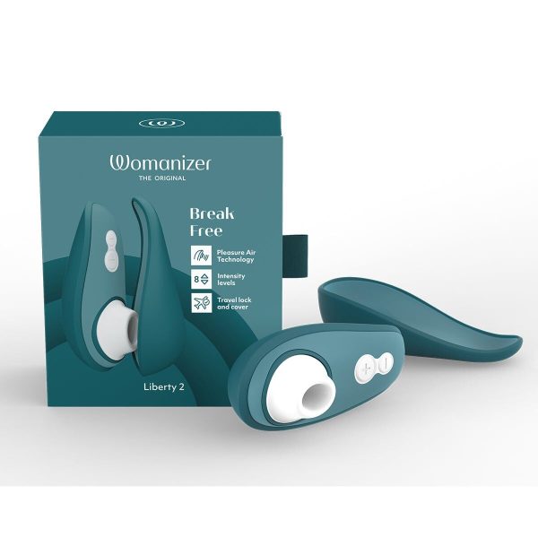 Вакуумный клиторальный стимулятор Womanizer Liberty 2 Dark Petrol, 8 режимов, магнитная крышечка
