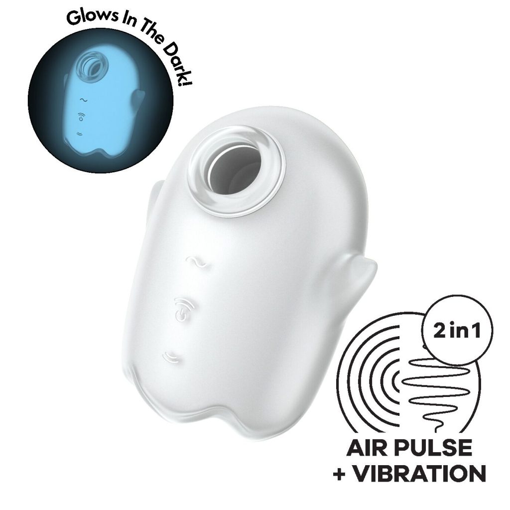 Вакуумний кліторальний стимулятор з вібрацією Satisfyer Glowing Ghost світиться в темряві