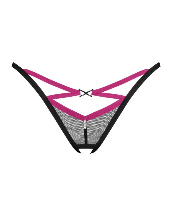 Трусики-стрінги Obsessive Novenes crotchless thong, сітка, стрепи