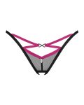 Трусики-стрінги Obsessive Novenes crotchless thong, XL/2XL, сітка, стрепи, прикраса зі стразами