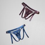 Трусики для страпона Strap-On-Me Harness Generous Aubergine, искусственная кожа, регулируемые ремни, сменные крепления д