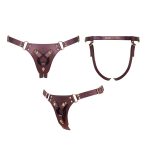 Трусики для страпона Strap-On-Me Harness Generous Aubergine, искусственная кожа, регулируемые ремни, сменные крепления д
