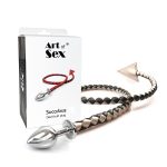 Металева анальна пробка з диявольським хвостом Art of Sex - Succubus, екошкіра, чорний