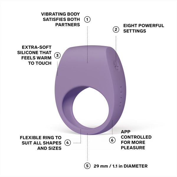 Ерекційне кільце з вібрацією LELO Tor 3 Dusk, керування зі смартфона