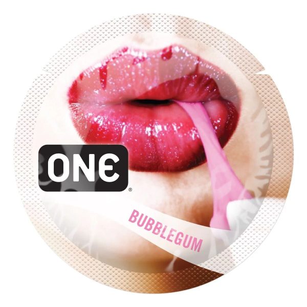 Ароматизированный презерватив ONE FlavorWaves Bubblegum, 1 шт, фиолетовый, запах жевательной резинки