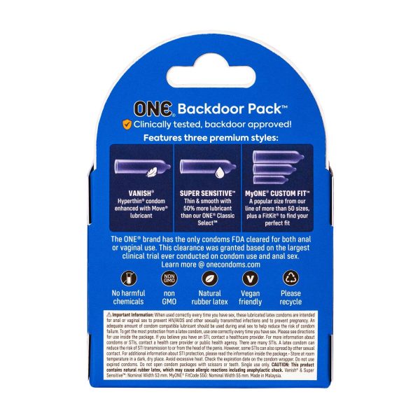 Презервативы ONE Backdoor, 3 шт, 3 вида, картонная упаковка