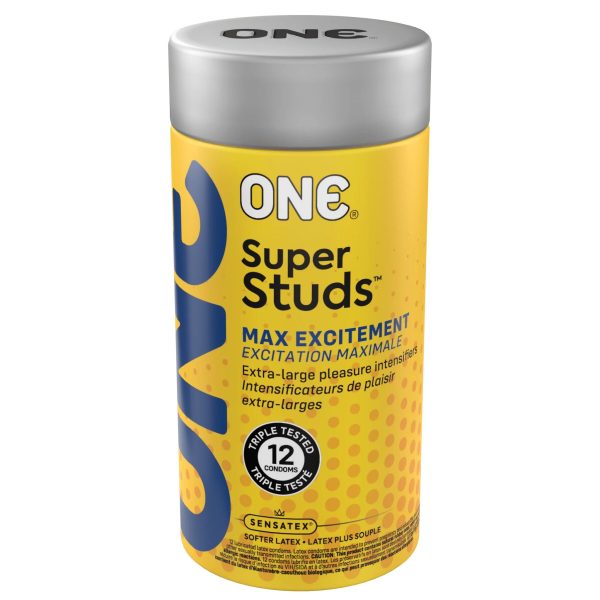 Презервативы ONE Super Studs, 12 шт, с точечным рельефом, со смазкой, подарочная упаковка-тубус