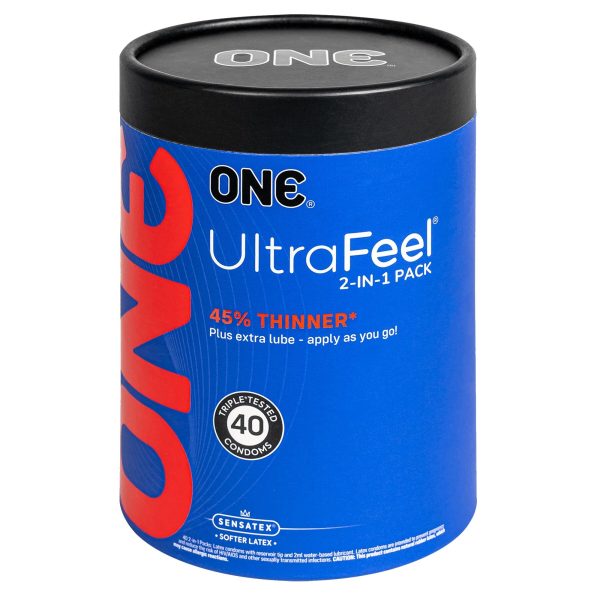 Презервативы ONE Ultra Feel, ультратонкие, с дополнительной смазкой, 40 шт, подарочная упаковка-тубус