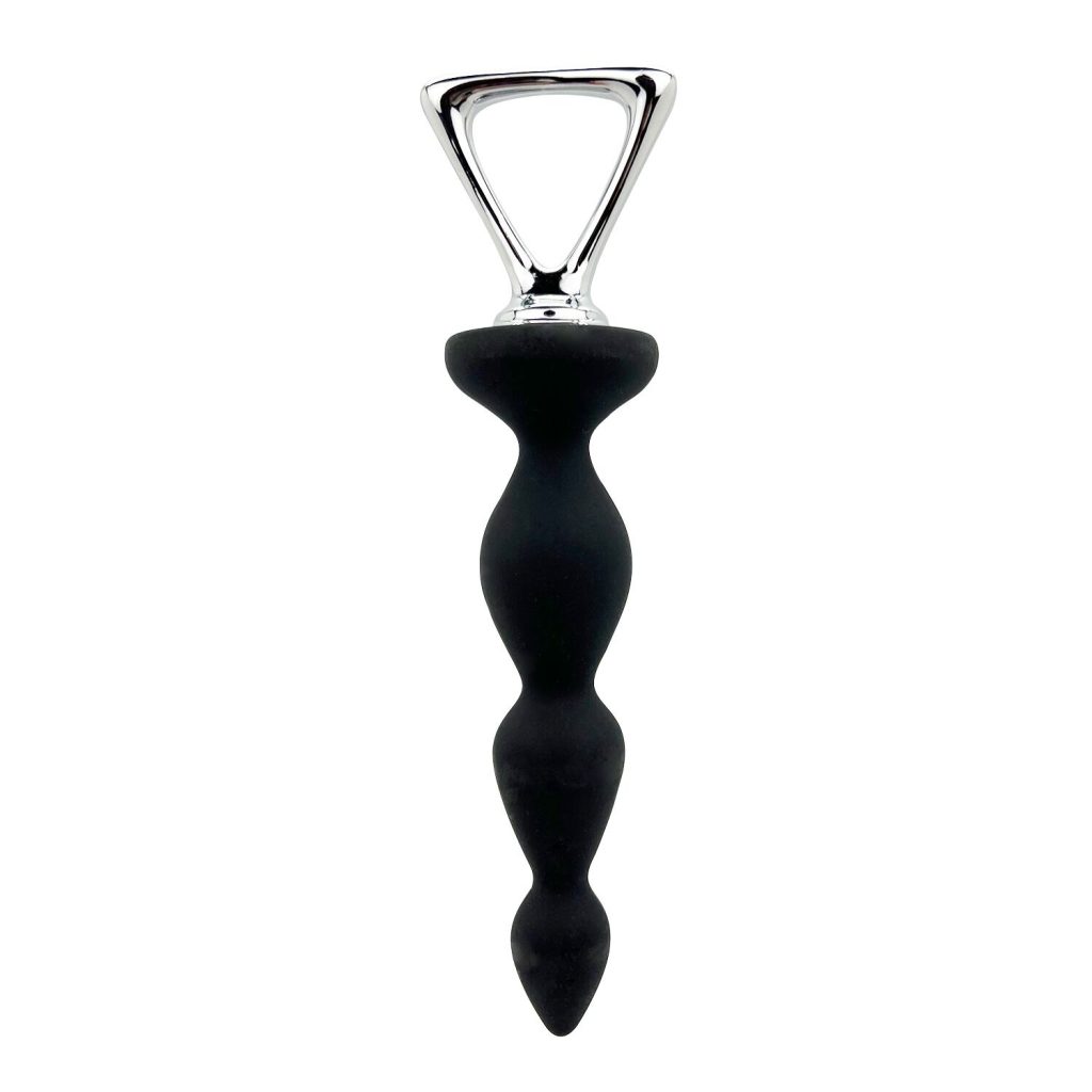 Анальний ланцюжок Adrien Lastic Arrow II, силіконовий, гнучкий, з металевою ручкою, діаметр 3,2 см