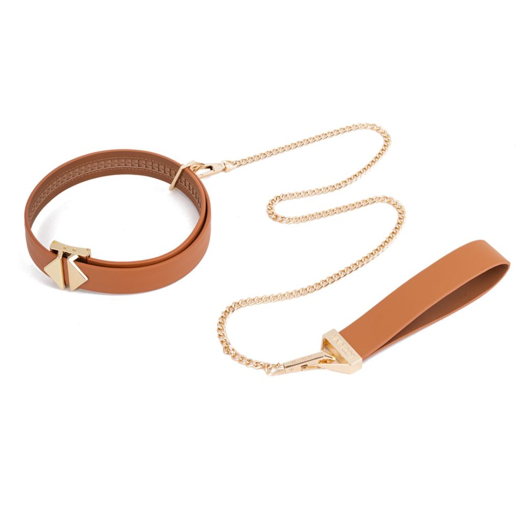 Нашийник з повідцем LOCKINK Tied Collar with Leash Set, ланцюг зі шкіряною петлею та карабіном