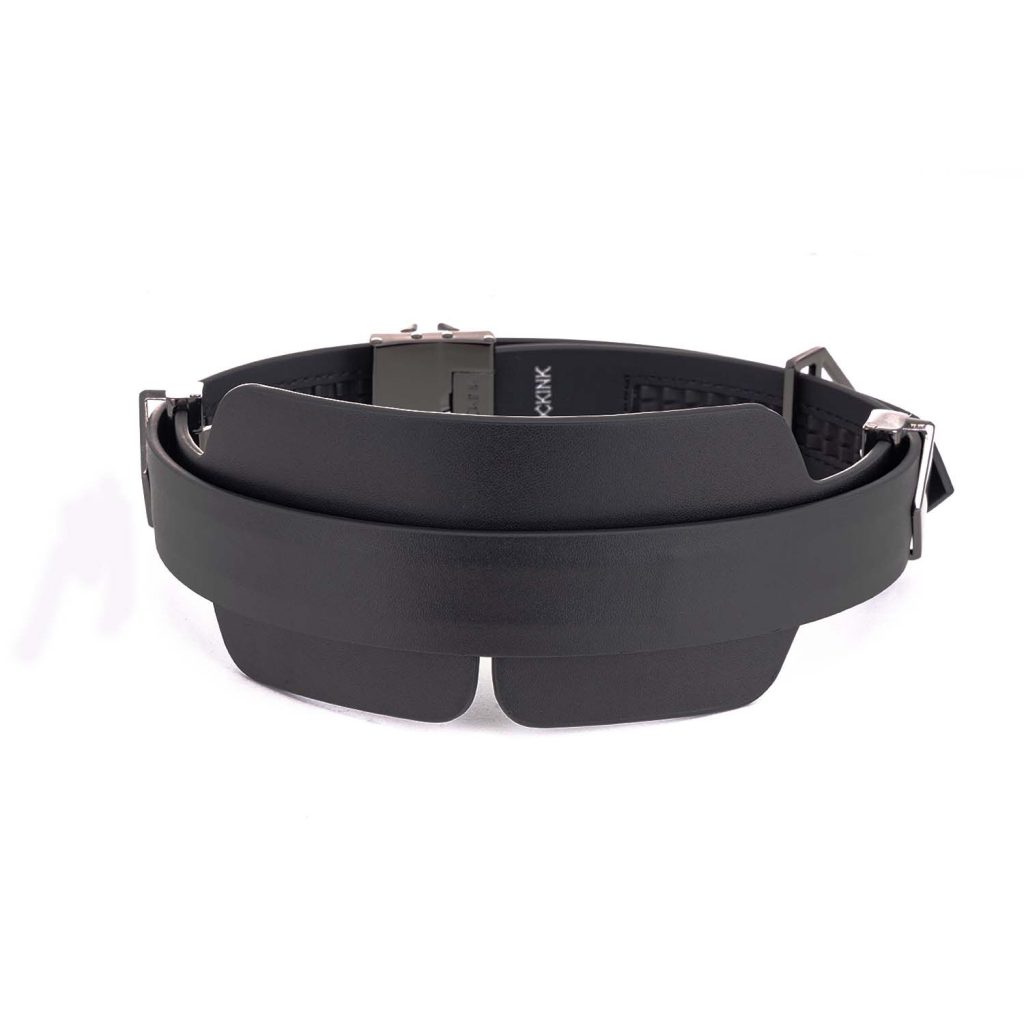 Маска на очі LOCKINK Blindfold Kit, чорна, натуральна шкіра, регульований обсяг