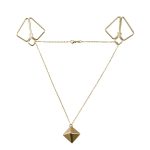 SX0844 Затискачі для сосків з важкою підвіскою LOCKINK Nipple Clamps with Heavy Pendant, золотисті