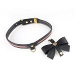 Нашийник з повідцем LOCKINK SEVANDA Love Heart Butterfly Leather Collar Set, чорно- з бантом