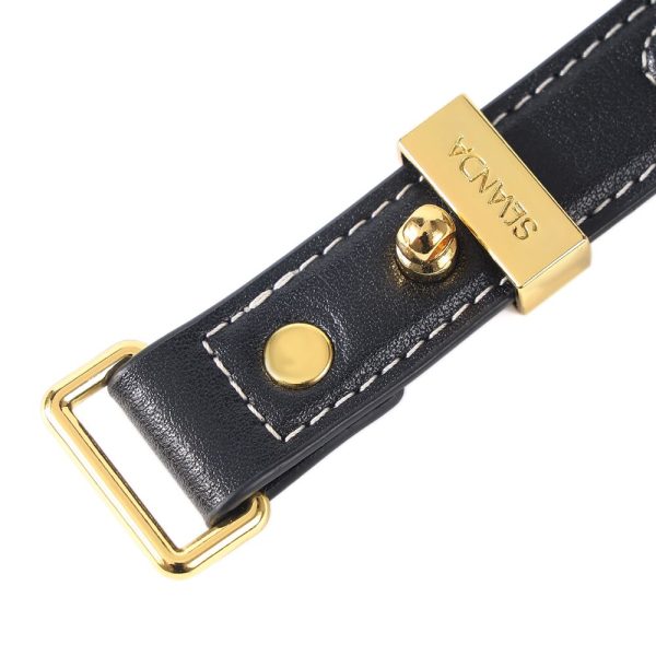 Нашийник з повідцем LOCKINK SEVANDA Love Heart Butterfly Leather Collar Set, чорно- з бантом