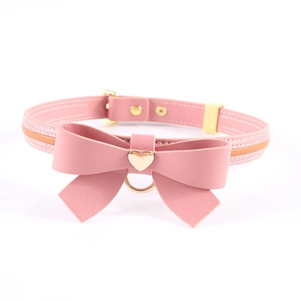 Нашийник з повідцем LOCKINK SEVANDA Love Heart Butterfly Leather Collar Set, з бантом