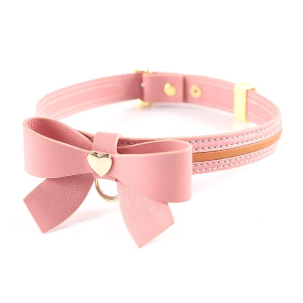 Нашийник з повідцем LOCKINK SEVANDA Love Heart Butterfly Leather Collar Set, з бантом