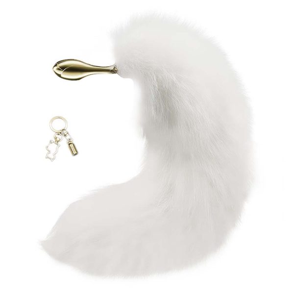 Металлическая анальная пробка с меховым хвостом LOCKINK SEVANDA Fox-Tail Anal Rose-shape Plug