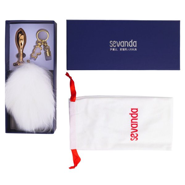 Металлическая анальная пробка — кроличий хвост LOCKINK SEVANDA Bunny-Tail Anal Rose-shape Plug