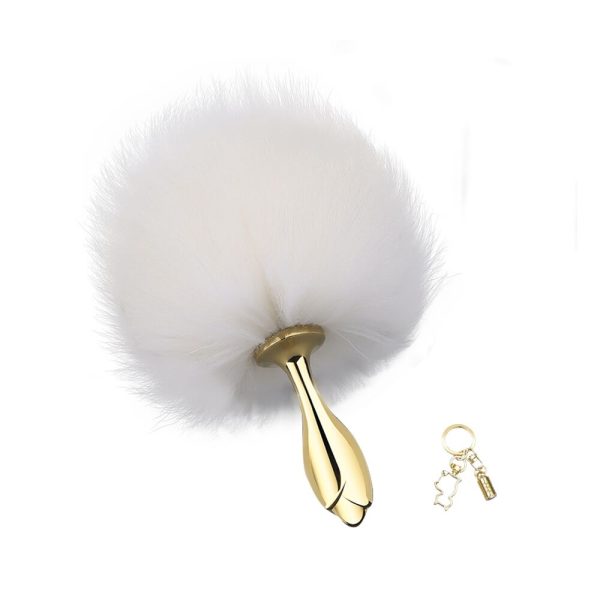 Металлическая анальная пробка — кроличий хвост LOCKINK SEVANDA Bunny-Tail Anal Rose-shape Plug