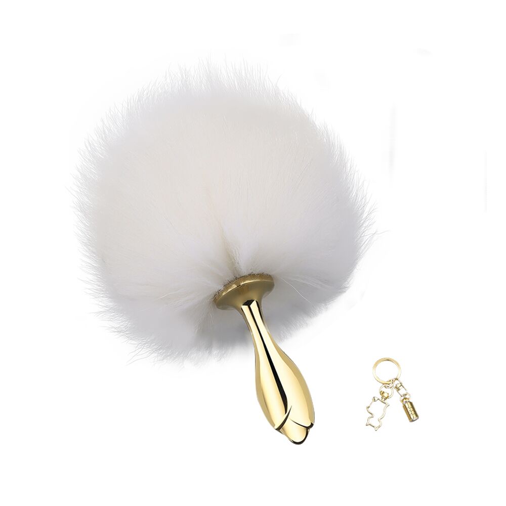 Металлическая анальная пробка — кроличий хвост LOCKINK SEVANDA Bunny-Tail Anal Rose-shape Plug