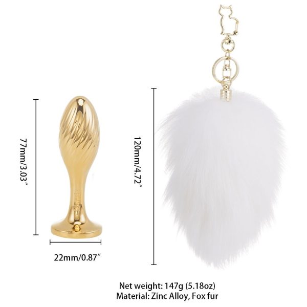 Металлическая анальная пробка — кроличий хвост LOCKINK SEVANDA Bunny-Tail Anal Pear-shape Plug